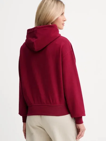 Mikina Calvin Klein s kapucí hladká vínová