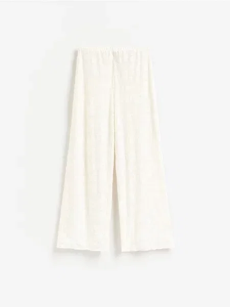 Reserved Pantaloni din jacard crem