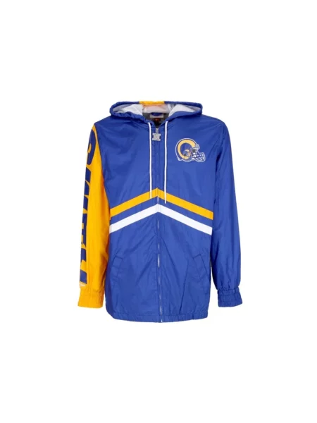 Lniana kurtka Mitchell & Ness niebieska