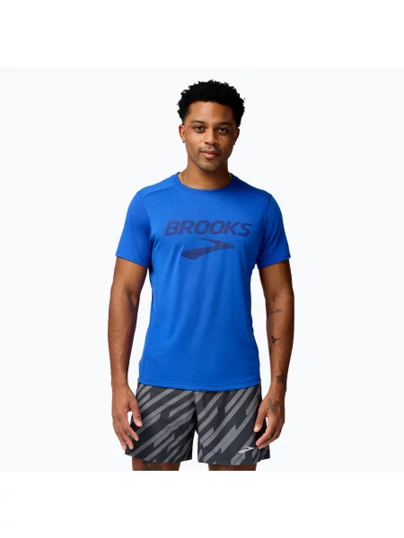 Koszulka do biegania Brooks Distance neo blue/brooks logo niebieska