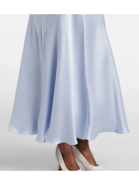Rochie maxi Gabriela Hearst din satin albastru