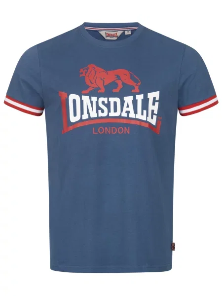 LONSDALE Tricou Kergord albastru porumbel / roșu alb
