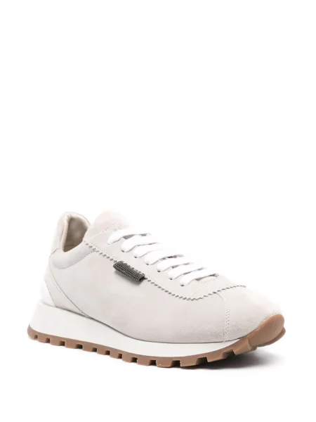 Sneakerși Brunello Cucinelli din piele de căprioară gri