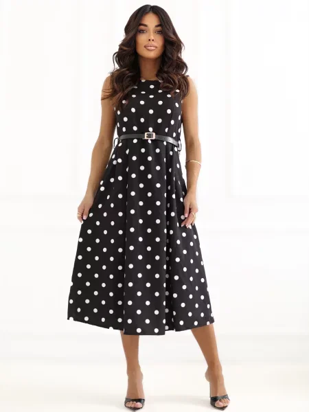 Rochie midi Italy Moda cu buline negru