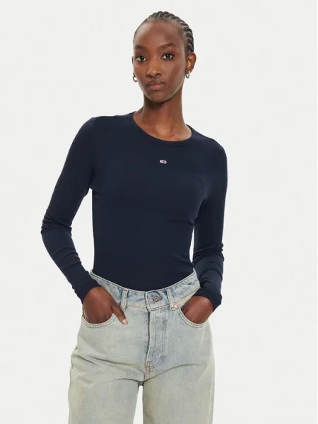 Tommy Jeans Blúz Essential Sötétkék Slim Fit kék