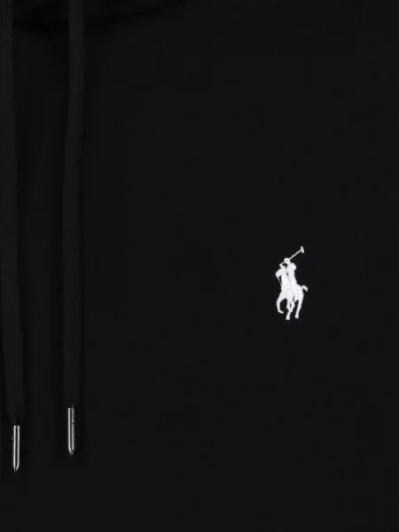 Megztas džemperis su gobtuvu Polo Ralph Lauren apvaliu kaklu juoda