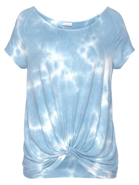 LASCANA Tricou albastru fumuriu alb