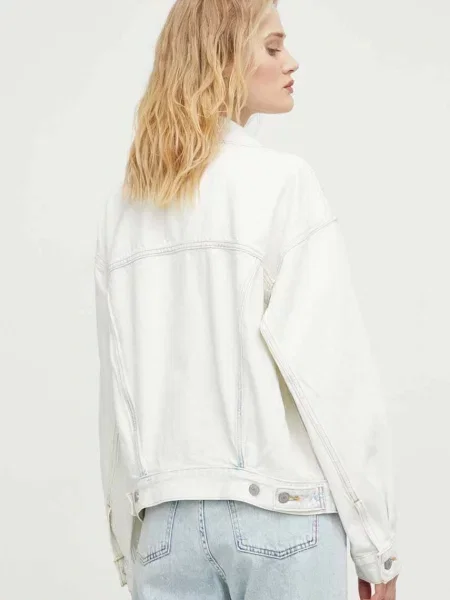 Džínová bunda Levi's přechodná oversize bílá
