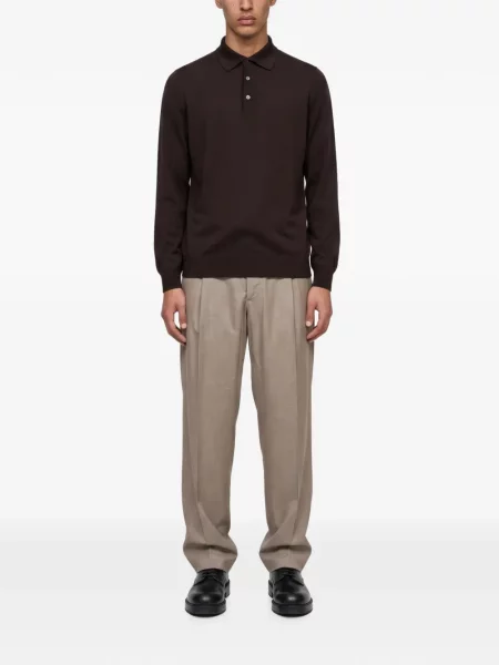 Lung tricou polo Lardini maro