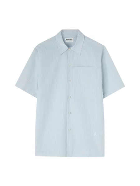 Koszula Jil Sander w paski z paskiem niebieska