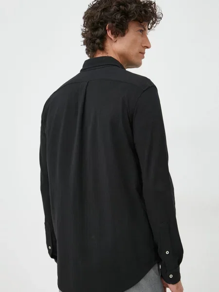 Tričko Polo Ralph Lauren regular s límečkem button-down černá