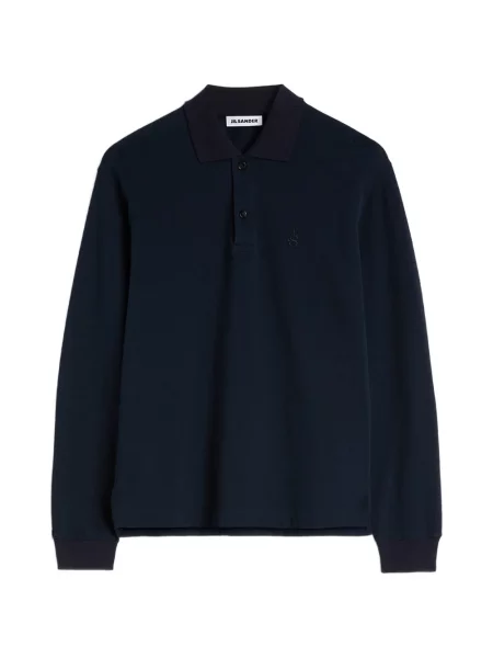 Tricou polo Jil Sander cu broderie albastru