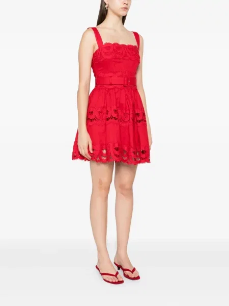 Rochie mini Self-portrait din dantelă de costum roșu