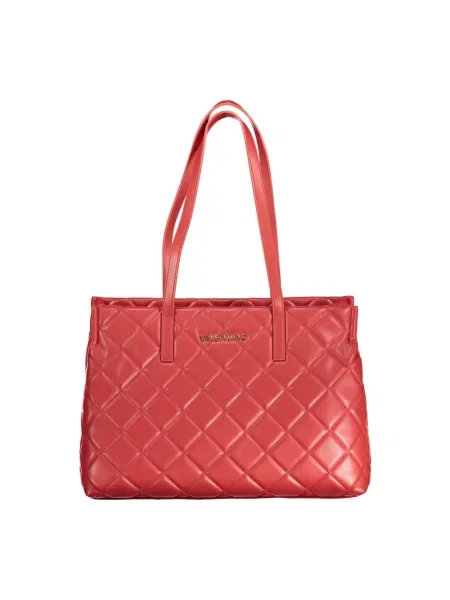 Lniana shopperka Valentino By Mario Valentino pikowana czerwona