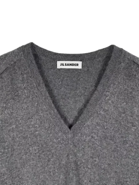 Pulover Jil Sander din cașmir cu decolteu în V gri