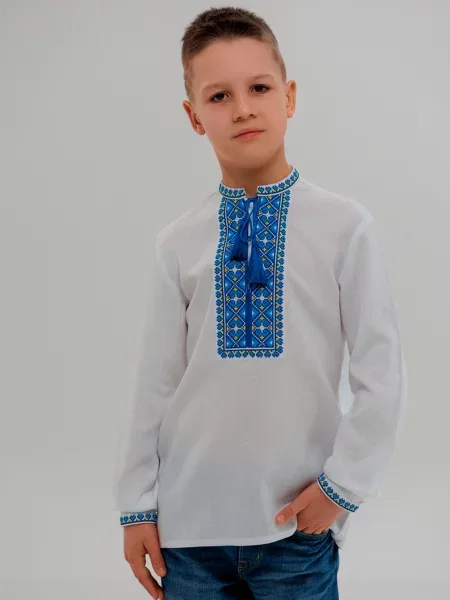 Лляна Дитяча Вишита сорочка Folk Moda білий