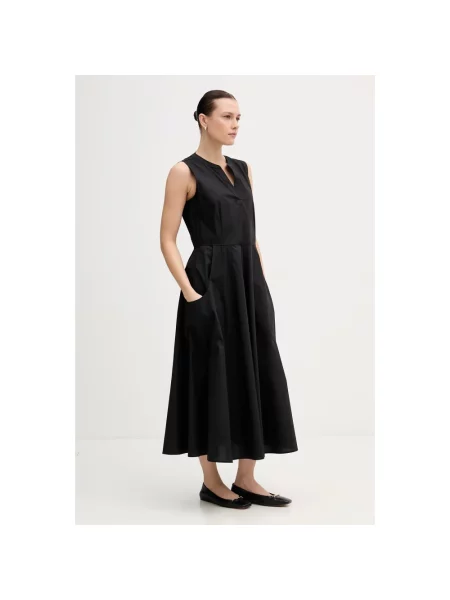 Sukienka midi Dkny z dekoltem w serek czarna