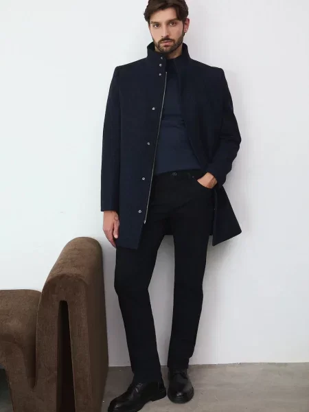 Medicine palton de lana marin albastru