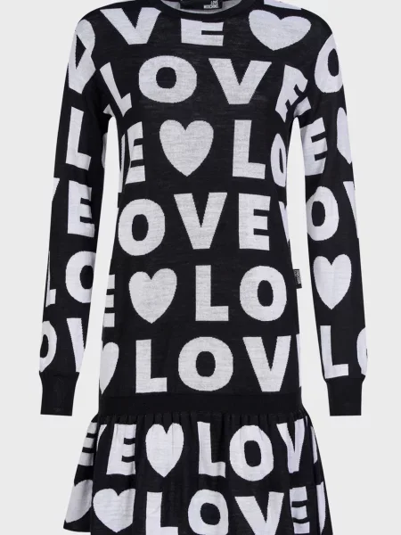 Шерстяное платье Love Moschino черное