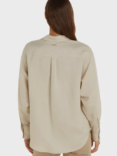 Льняная рубашка Calvin Klein бежевая