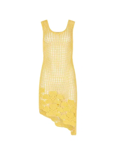 Rochie midi Paramidonna asimetrică galben