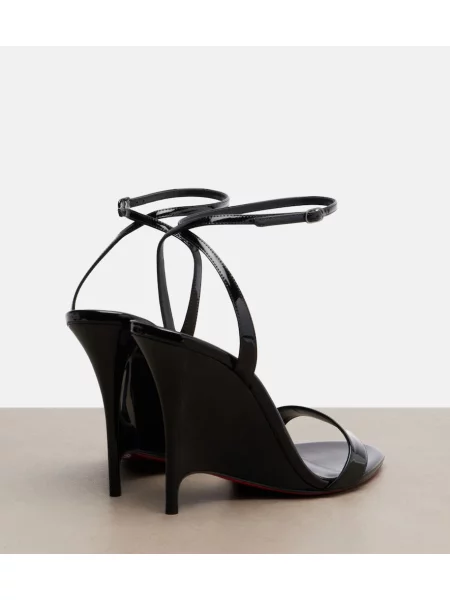 Kožené lakované sandále Christian Louboutin na kline čierna
