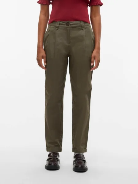 VERO MODA Plisované nohavice olivová