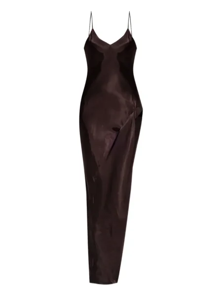 Rochie maxi Vetements cu crăpătură de costum maro