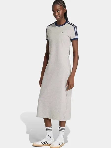Adidas Originals šaty s elastanom sivá