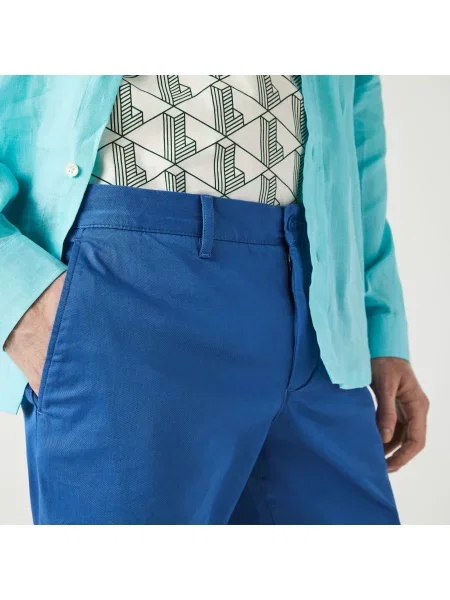 Lacoste Bermudy Z Elastycznej Bawełny Slim Fit niebieskie
