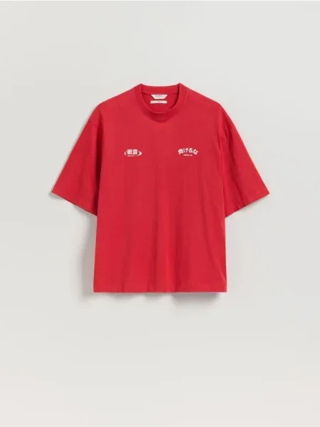 Reserved Tricou lejer cu imprimeu roșu-aprins roșu