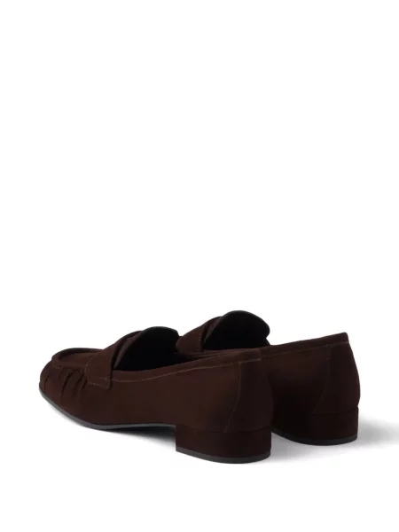 Pantofi loafer Prada din piele de căprioară maro