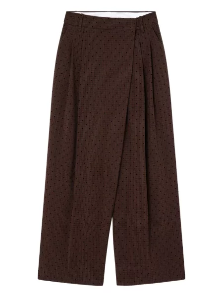 Pantaloni Ganni cu buline plisate maro