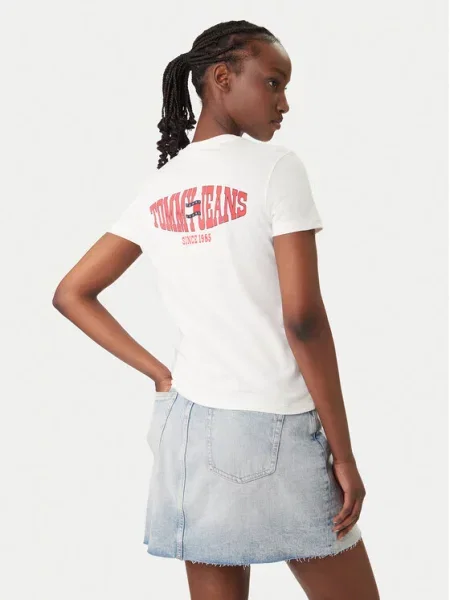 Tommy Jeans Tricou Wavy Flag alb