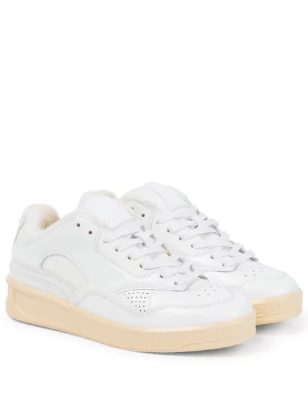Sneakerși Jil Sander din piele alb