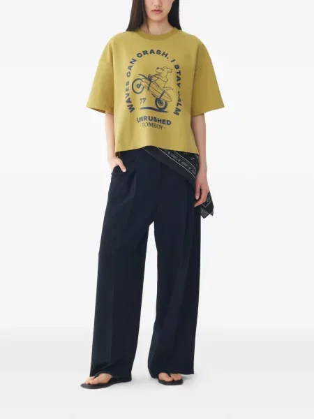 Pantaloni Tomboy cu cordon albastru