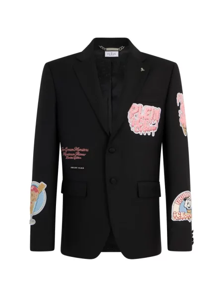 Sacou Philipp Plein cu petice negru