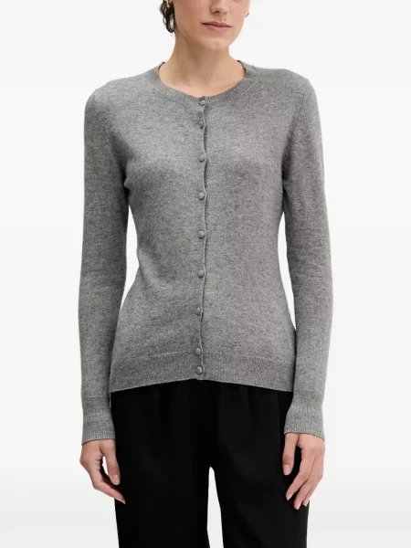 Cardigan Sisley cu decolteu rotund gri