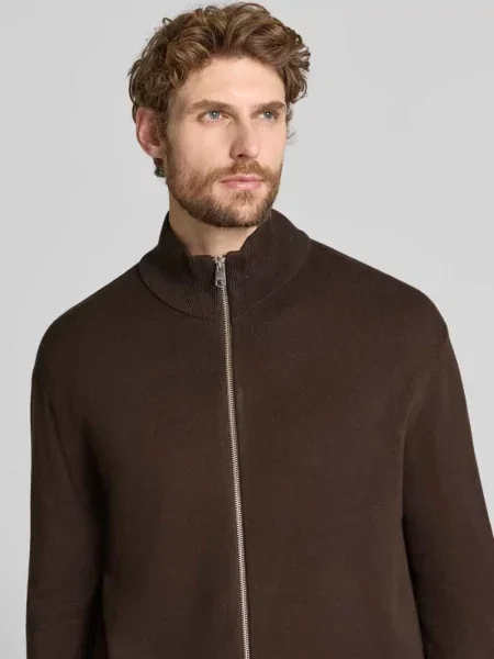 Kardigan rozpinany o kroju regular fit z mieszanka model TELLER' Selected brązowy