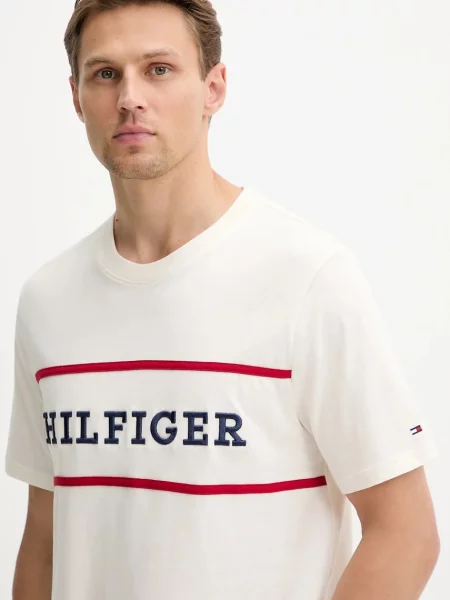 Tričko Tommy Hilfiger s aplikací béžová