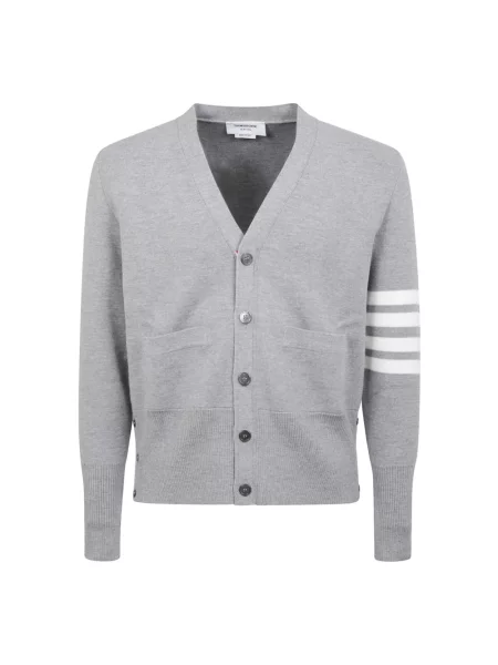 Sweter Thom Browne z dekoltem w serek szary