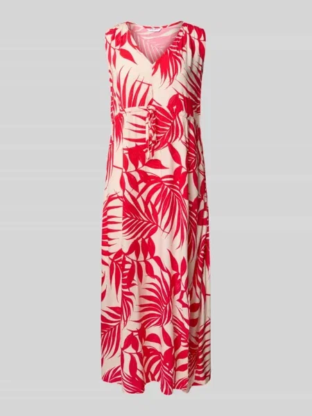 Sukienka midi z z dekoltem w serek Zabaione czerwona