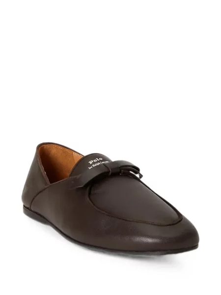 Δερμάτινα loafers Polo Ralph Lauren με φιόγκο καφέ