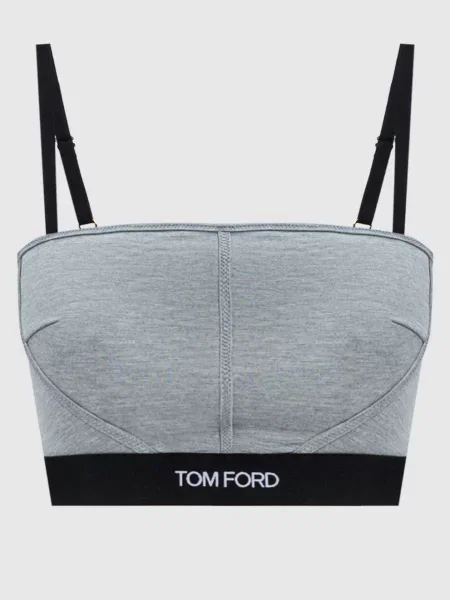 Меланжевий топ з логотипом Tom Ford сірий