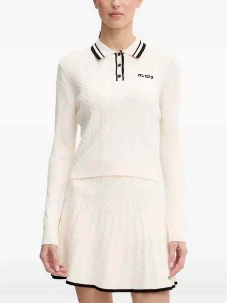 Gulerat tricou polo Guess alb