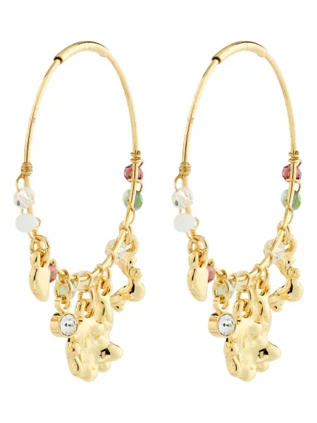 Pilgrim Uhani TOVIN zlata / zelena / transparentna bela