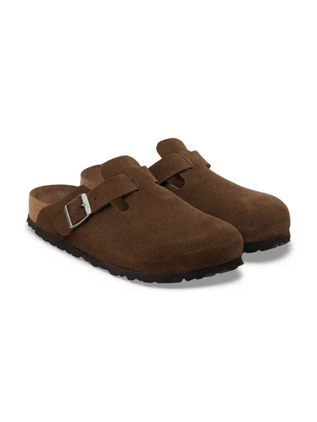 Klapki Birkenstock zamszowe brązowe