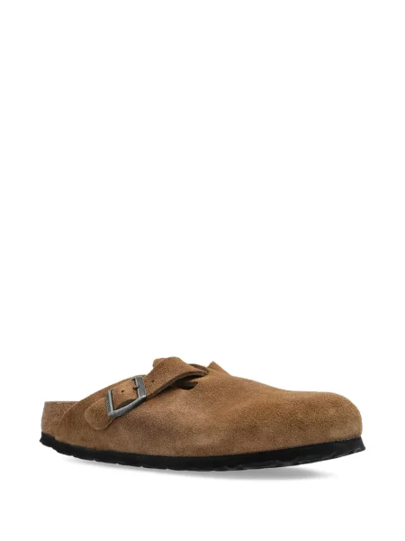 Papuci tip mules Birkenstock din piele de căprioară fără toc maro