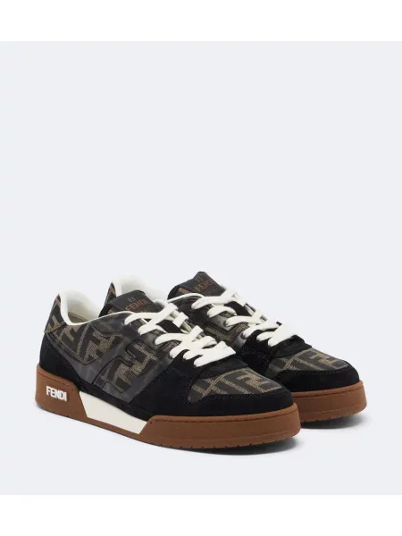 Sneakerși Fendi din piele de căprioară negru