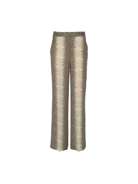 Twinset spodnie proste high waist beżowy